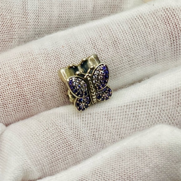 EUC Pandora 791257ACZ Sterling Silver Sparkling Butterfly Animal Charm w/ CZs - Picture 5 of 10